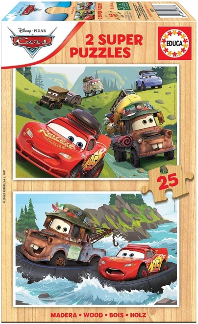 Dřevěné puzzle Auta od EDUCA 2x25 dílků