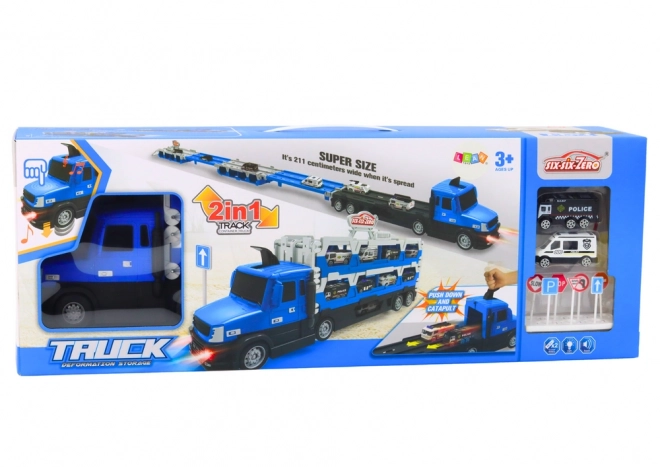 Lora Lorry Závodiště 2v1 Světla Zvuky Zvuky Značky Auta Modrá