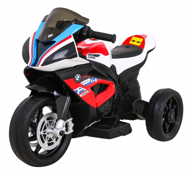 BMW HP4 Dětská motorka na baterie červená + 3 kola + LED + MP3 USB + eko kůže