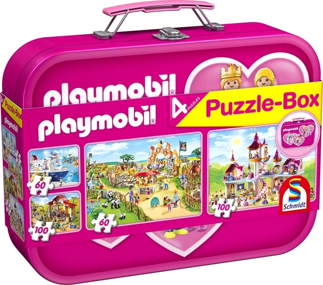 Puzzle Schmidt Playmobil 4v1 v kovovém kufříku