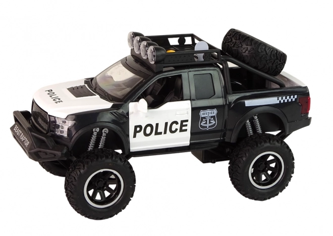 Terénní vozidlo Raptor Police Black Otevíratelné dveře Zvuková světla