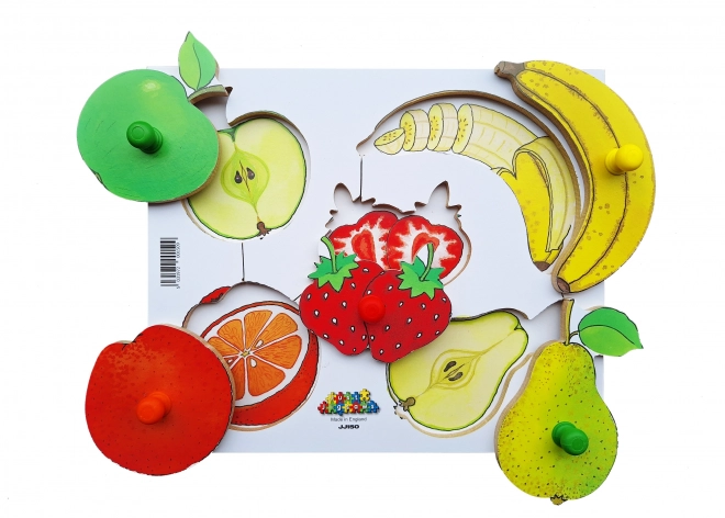 Dřevěné deskové puzzle 6 dílů Loupeme a krájíme plodiny