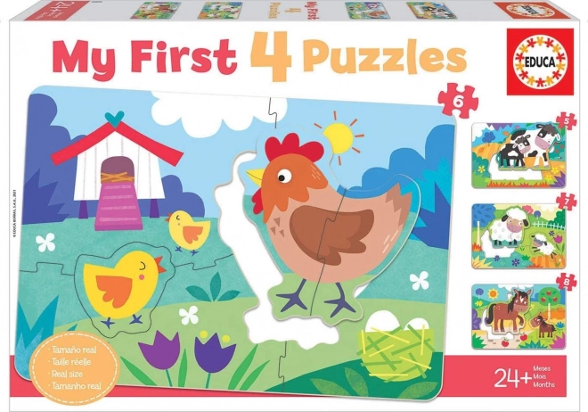 EDUCA Moje první puzzle Maminky a mláďátka 4v1 (5,6,7,8 dílků)