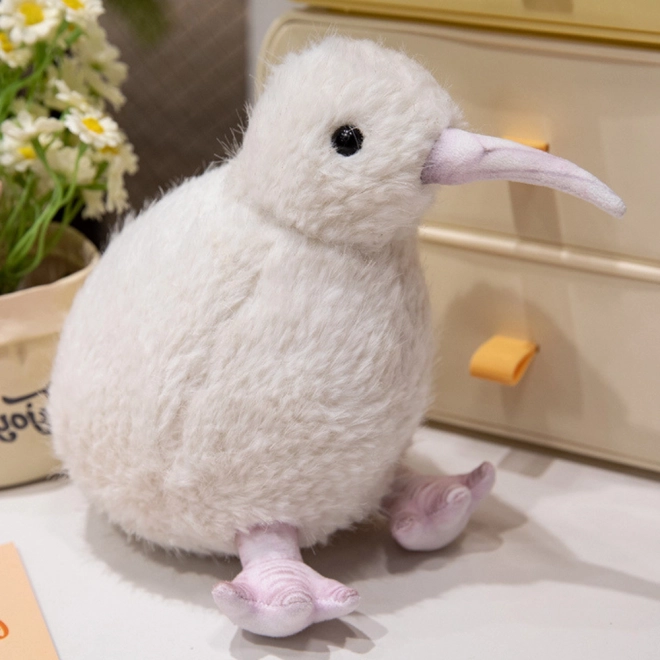 Plyšový pták kiwi bílý 17 cm