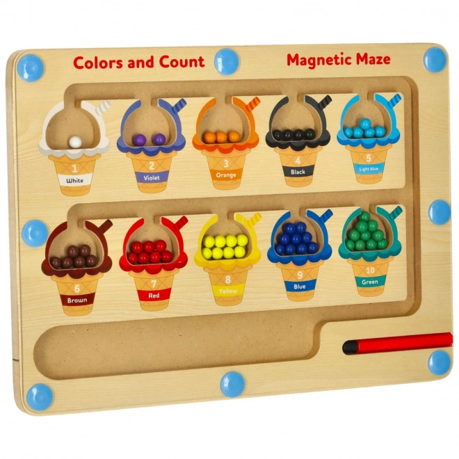 Magnetická vzdělávací tabule montessori třídění barevných kuliček zmrzlina 30 cm x 22 cm
