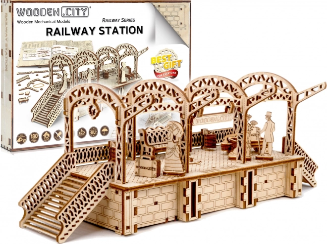 WOODEN CITY 3D puzzle Železniční stanice 175 dílů