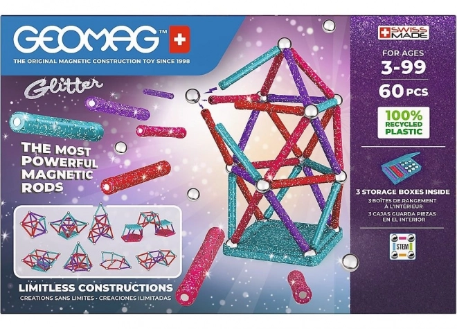 Magnetická stavebnice GEOMAG Glitter 60 dílků