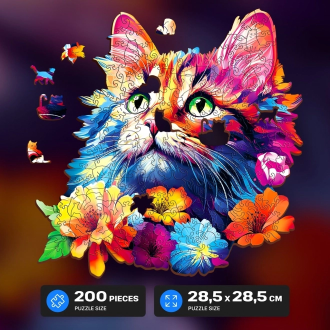Dřevěné puzzle Kočka 200 dílků