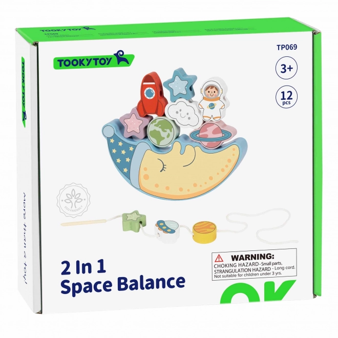 Veselý měsíc Tooky Toy balanční a navlékací hračka