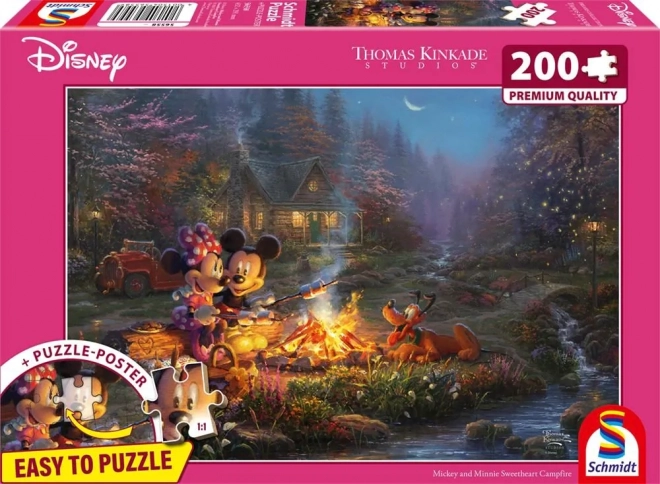Puzzle SCHMIDT Mickey a Minnie: Romantika u ohně 200 dílků