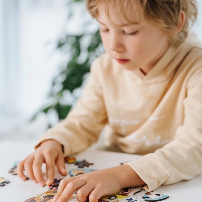 Dřevěné oboustranné puzzle Tlapková patrola 50 dílků