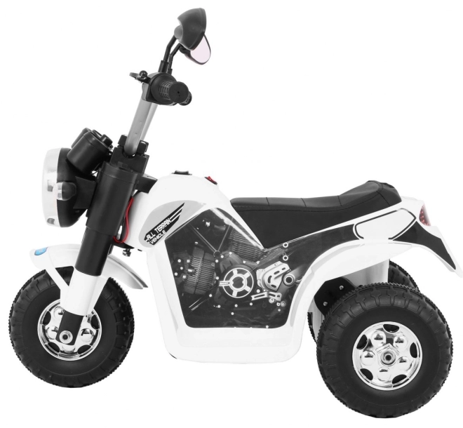 Dětské kolo MiniBike na baterie + zvuky + LED světla + eko kůže – Bílé