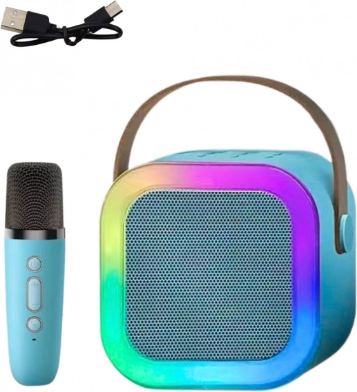 Bezdrátový karaoke reproduktor s mikrofonem K12 RGB Bluetooth modrý