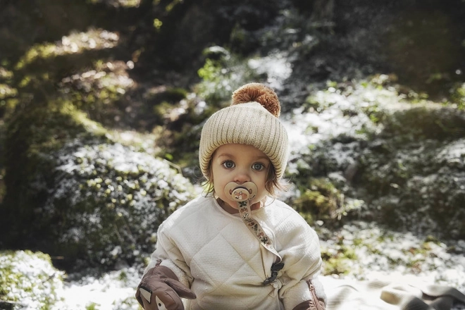 Elodie Details - Vlněná čepice z tvídu 0-6 měsíců –  Pure Khaki || Béžová/šedá