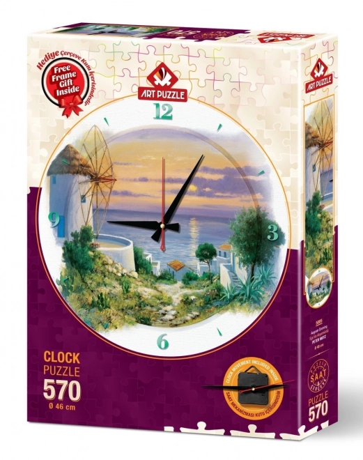 ART PUZZLE Puzzle hodiny Večer u Egejského moře 570 dílků (včetně rámu)