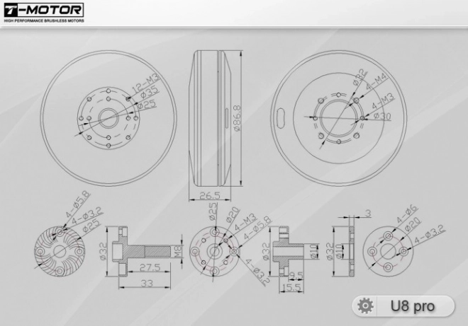 Silniční bezkartáčový motor T-MOTOR U8 Pro