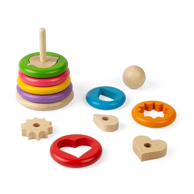 Bigjigs Toys nasazování tvarů na dřevěný stojan