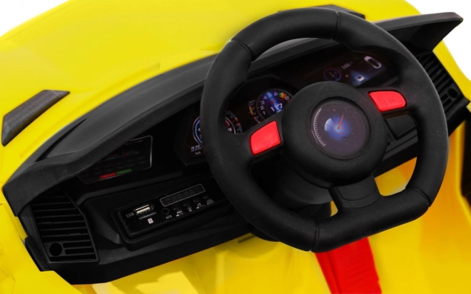 Budoucí bateriové auto + Dálkové ovládání + Pomalý start + EVA + MP3 USB + LED dioda – Žluté