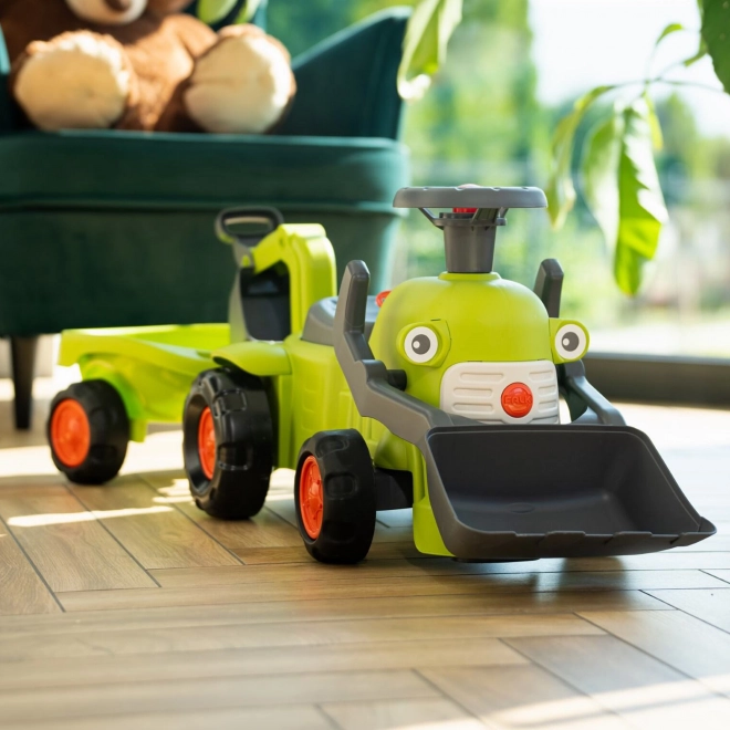 Jezdicí traktor Claas s přívěsem, nakladačem a lžící
