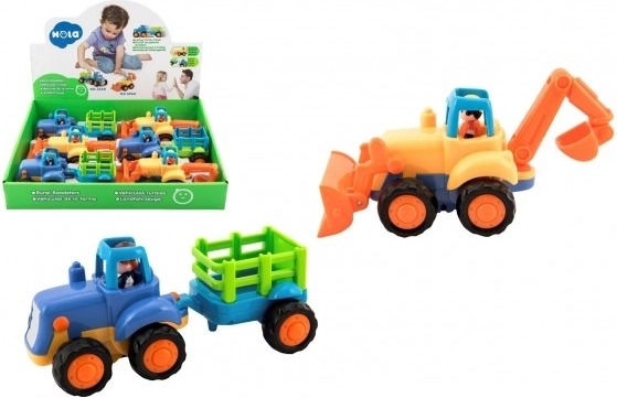 plastový traktor s vlekem na setrvačník 16 cm pro nejmenší