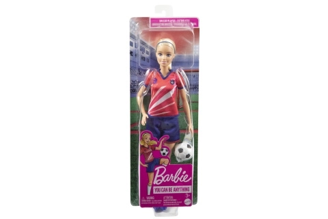 Barbie fotbalová panenka v červeném dresu