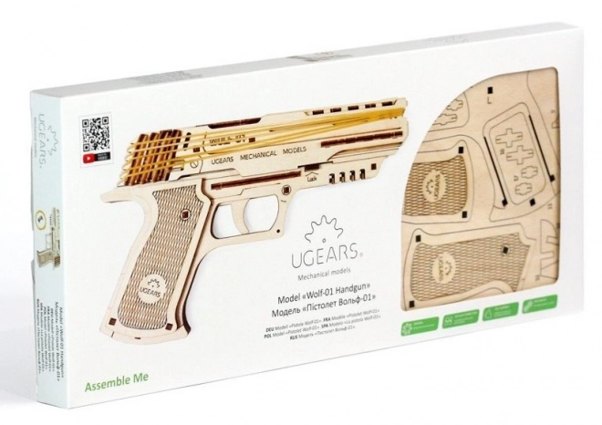 Mechanická 3D skládačka pistole UGEARS Wolf-01