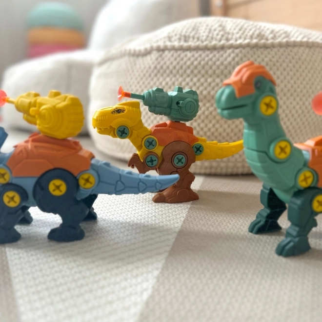 Woopie sada dinosauři ke šroubování 3 ks stavební sada s kufříkem a vrtačka s šroubovákem