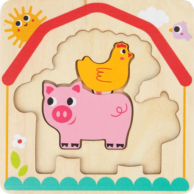 Dřevěné puzzle Montessori Farmářská zvířátka od Tooky Toy
