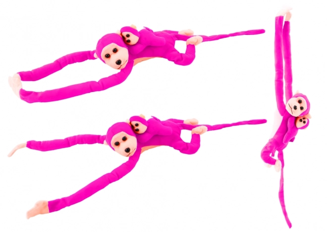 Plyšová opička s mládětem v růžové barvě 90 cm
