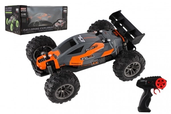 Auto RC Buggy rychlostní 2,4GHz plast 25cm na baterie v krabici 31x14x18cm – Oranžové