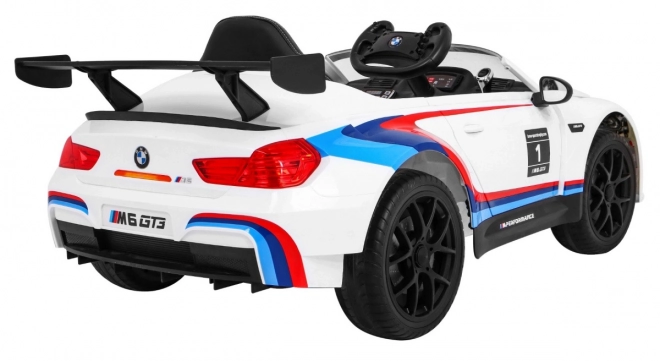dětské elektrické autíčko BMW M6 GT3 s dálkovým ovládáním, MP3 a LED světly – bílé