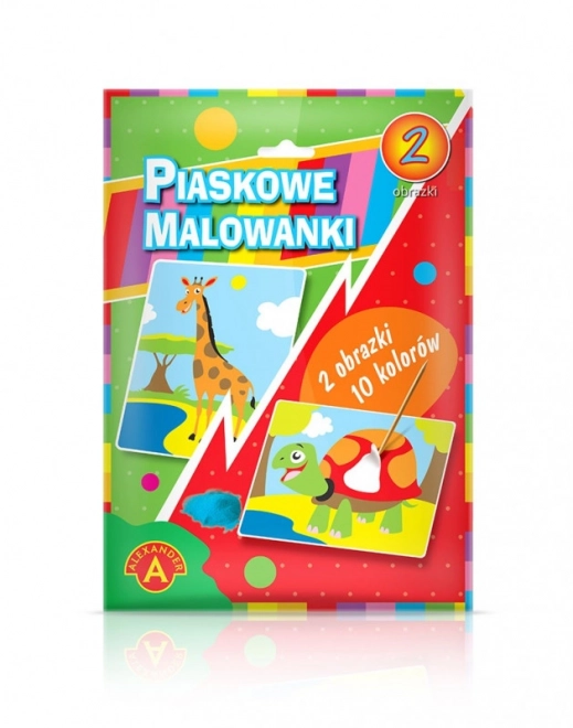 Malování na písku - žirafa, želva