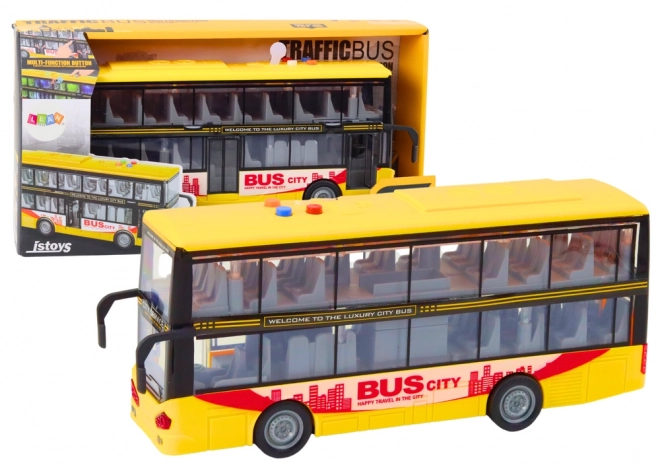 Dvoupatrový autobus 1:16 Světla Zvuky Drive Yellow