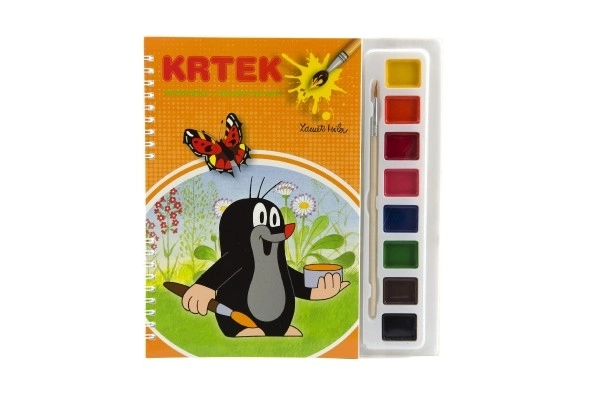Omalovánky Krtek s vodovými barvami a štětcem