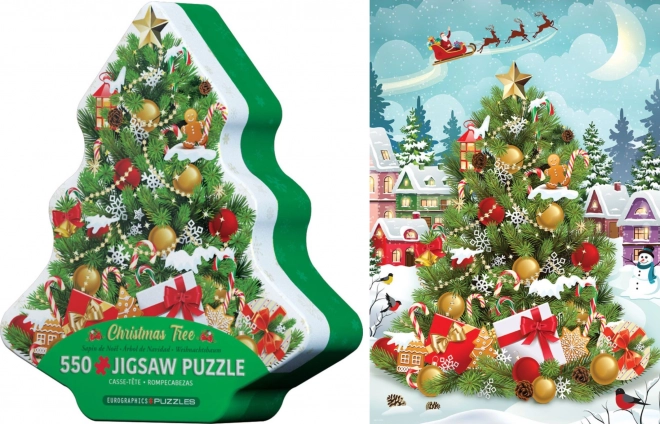 EUROGRAPHICS Puzzle Vánoční Stromeček v Kovové Krabičce 550 Dílků