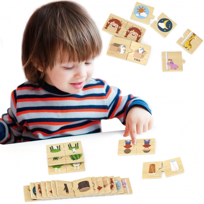 Dřevěné puzzle s protikladnými obrázky VIGA