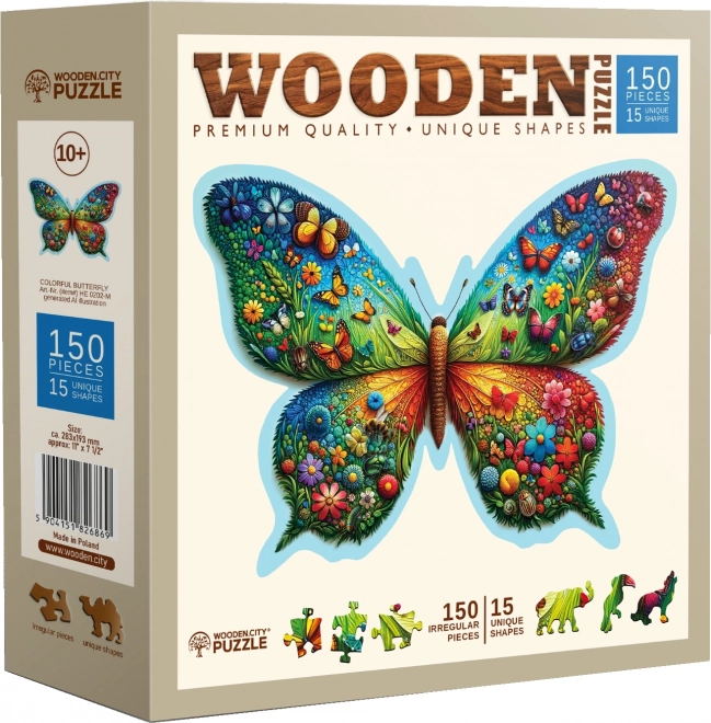 Dřevěné puzzle Barevný motýl 150 dílků