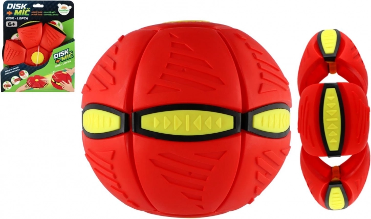 Disk míč 2v1 plastový červený 22 cm