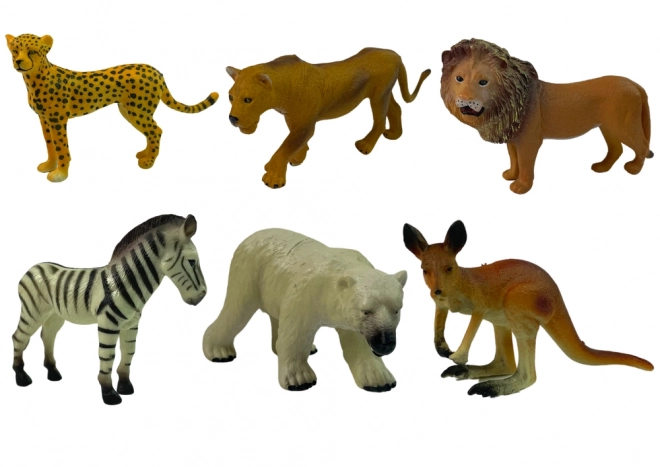 Sada figurek Afrika Divoká zvířata Klokan Zebra
