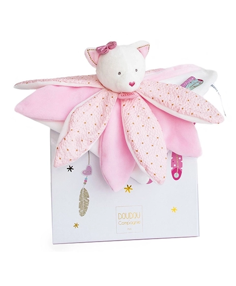 Dárková sada - plyšový muchláček Růžová kočka 26 cm