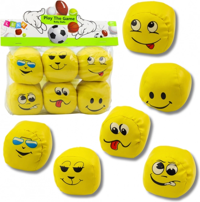 Měkké Sportovní Míčky Emotikony Sada 6 ks 7 cm