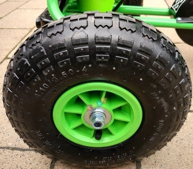 Pedálová vzduchová motokára + Nafukovací pneumatiky + Nastavitelné sedadlo – Zelená