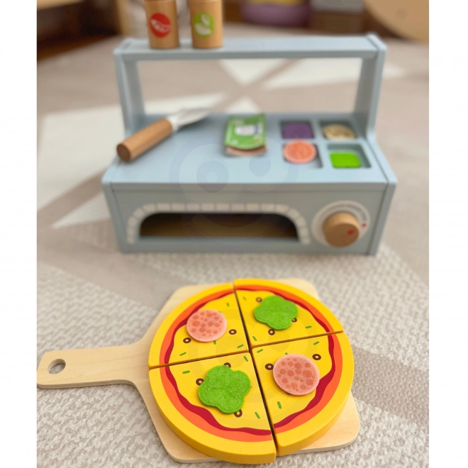 Tooky Toy dřevěný pizza set s doplňky