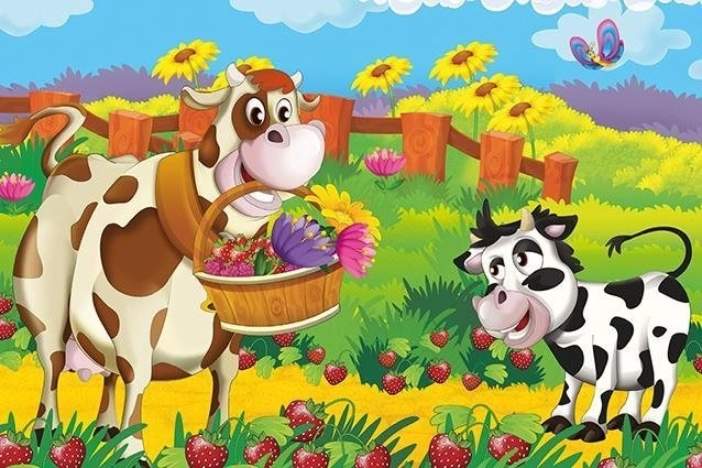 Dřevěné puzzle Kravička s Květinami 25 dílků