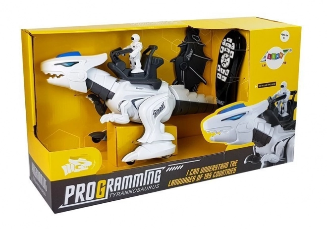 Interaktivní robotický tyranosaurus bílé barvy