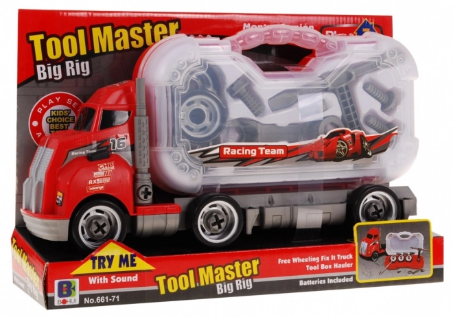 Nákladní auto 2v1 s kufříkem s nářadím pro děti 3+