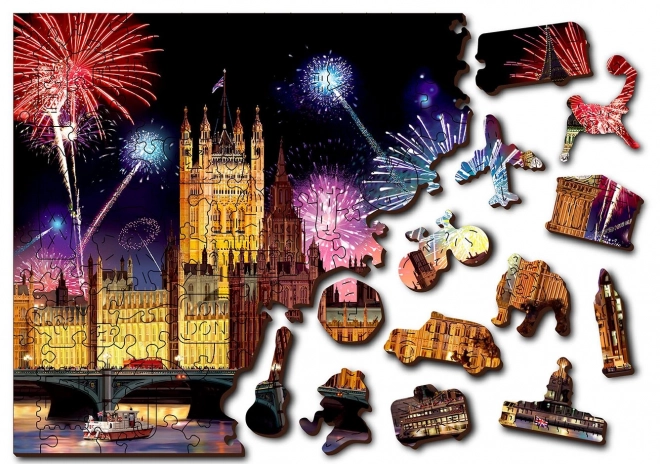 Dřevěné puzzle Noční Londýn 75 dílků
