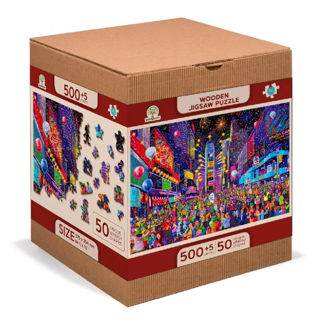 Wooden City Dřevěné puzzle Silvestr 2v1, 505 dílků EKO