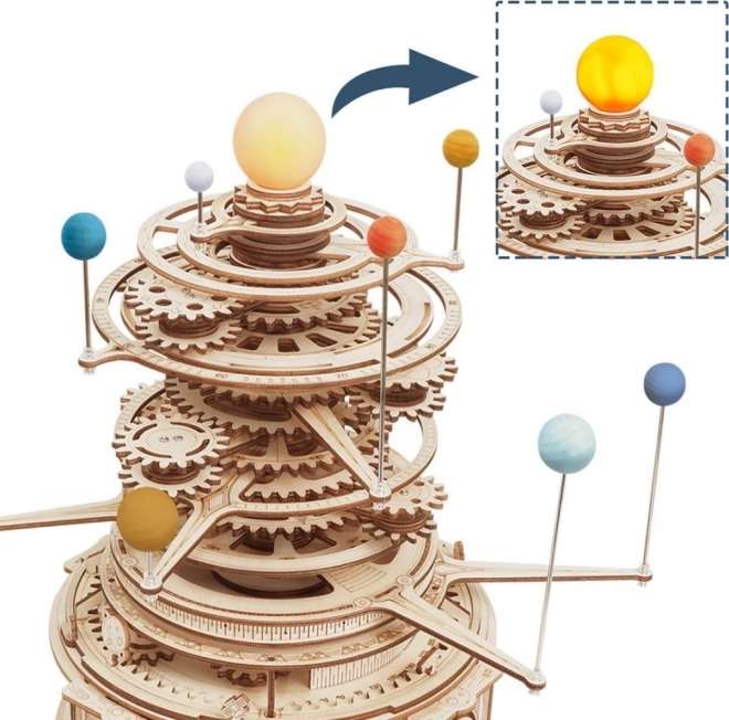 RoboTime 3D dřevěné mechanické puzzle Planetárium