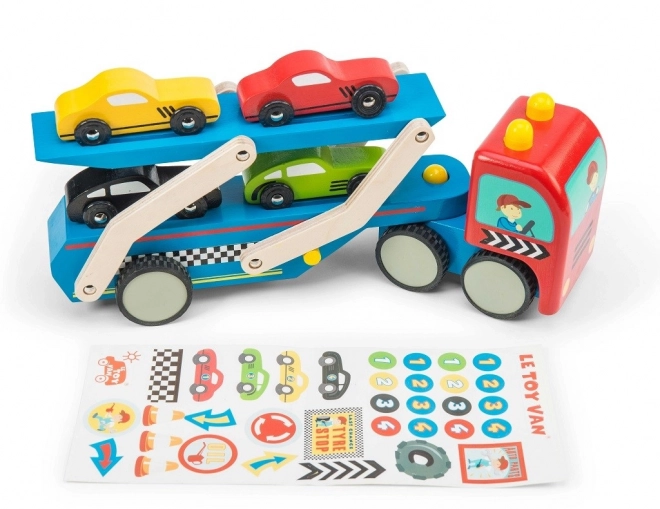 Dřevěný tahač s autíčky Le Toy Van